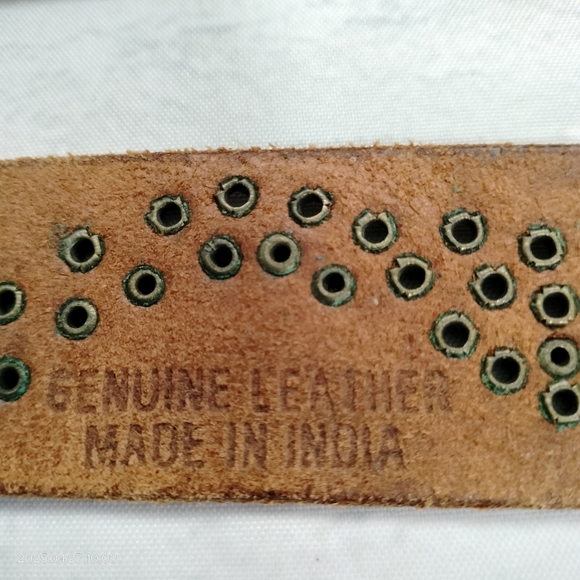 Women's Brown Gold  Brush Tooled Leather Belt with Ornate Buckle Boho Western - Picture 8 of 16